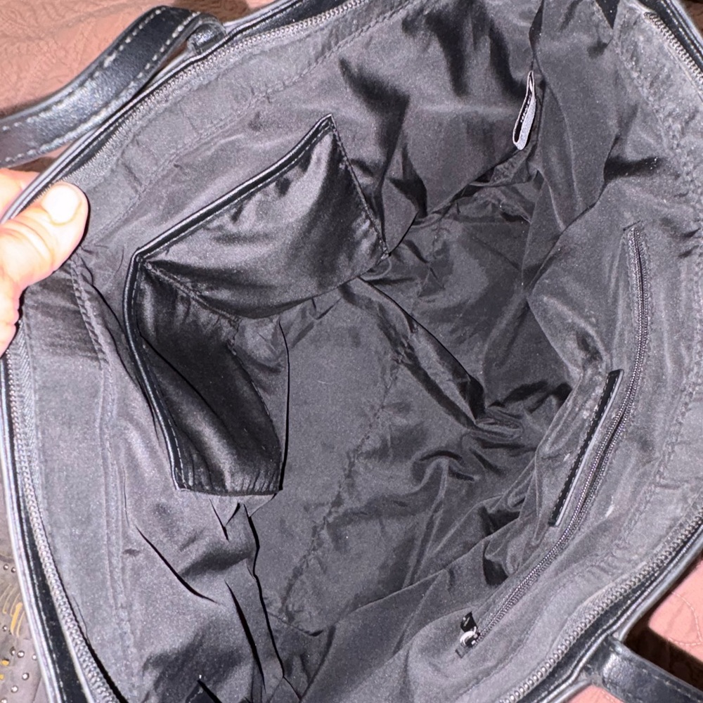 Nine West Black Monogram Tote with Front Zip Pocket - Picture 3 of 5